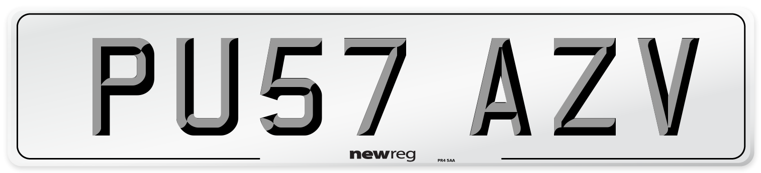 PU57 AZV Number Plate from New Reg